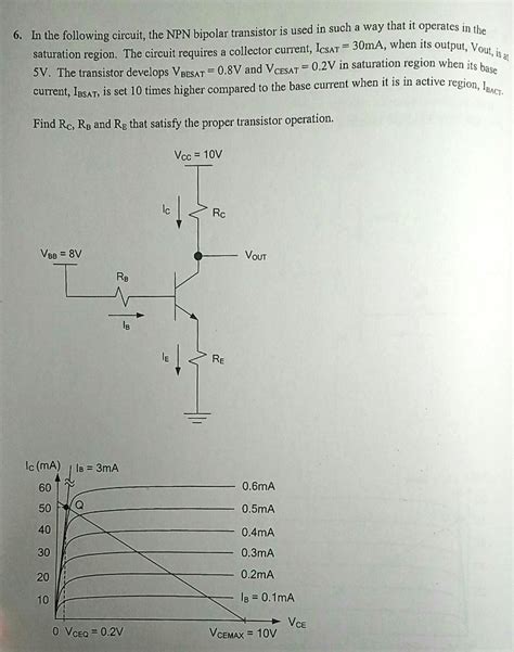 Solved In The Following Circuit The Npn Bipolar Transistor