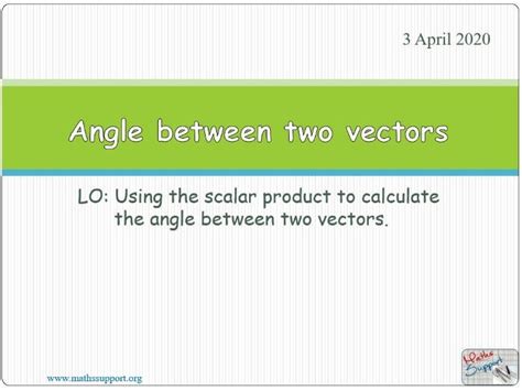 Angle Between Two Vectors Teaching Resources