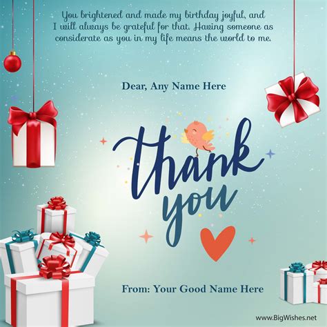 Thank You Message for Birthday Wishes Image Card with Message