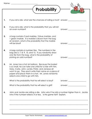 Probability Worksheets Free Printable