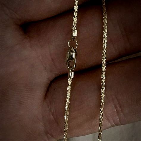 Solid 14k Gold 1 5MM Thick Diamond Cut Italian Twisted Rope Chain