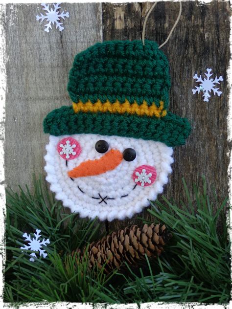 Snowman Christmas Ornament, Crochet Snowmen, Gift Ornament - Etsy