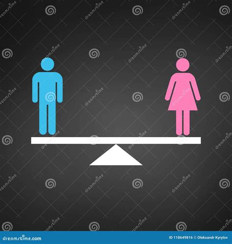 Gender Equality Concept Icon Pink And Blue Gender Icons On Scales Equality Vector Illustration