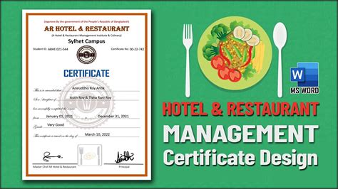 Printable Restaurant Experience Certificate Design In Microsoft Word