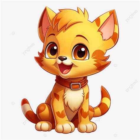 Ilustración De Dibujos Animados Lindo Gatito Naranja PNG Gatito