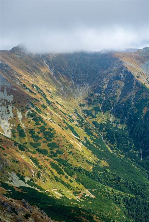 Rocky Tatra Mountain Tourist Hiking Trails Under Blue Sky in Slovakia ...