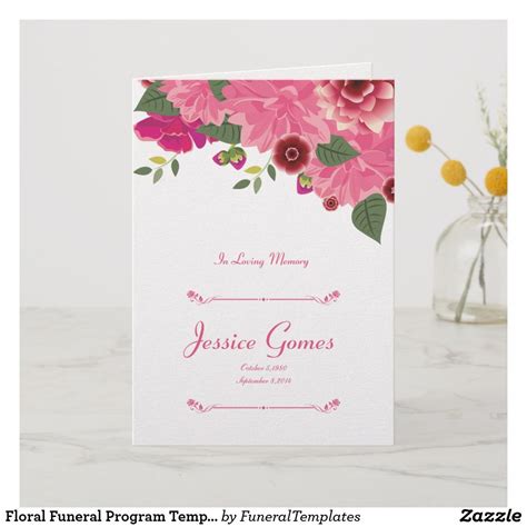 Floral Funeral Program Template Zazzle Funeral Program Template