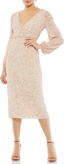 Mac Duggal Sequin Long Sleeve Cocktail Midi Dress Nordstrom