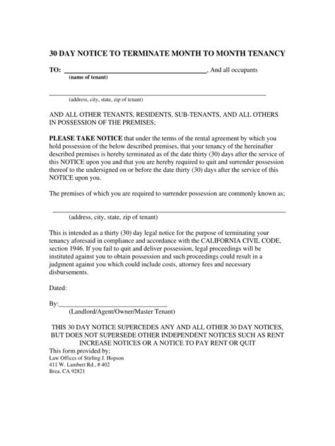 Florida Notice Of Termination Of Month To Month Tenancy Pdf Fill Out