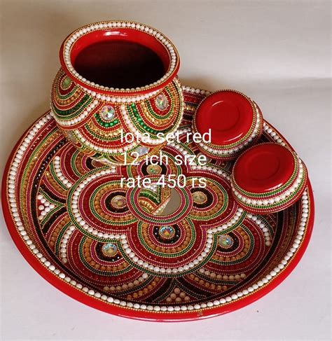 Marble Traditional Red Puja Thali Set At Rs Piece In Rajkot Id