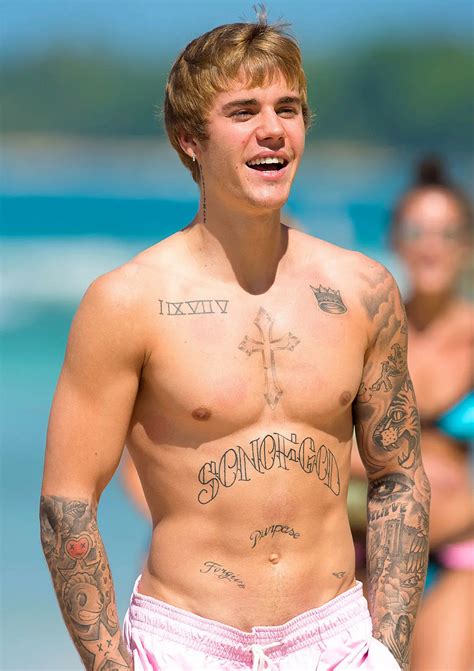 Justin Bieber Poster Sexy Hot Beach Muscle Tattoo Oil Paintings Canvas Art Prints Wall Art For