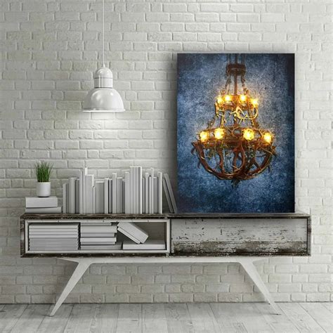 Led Light Wall Art Picture Beautiful Gold Crystalline Canvas Art ...