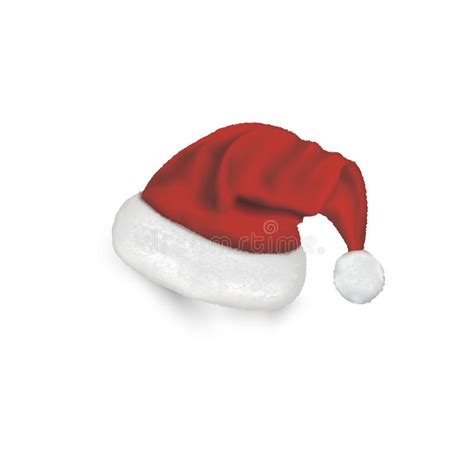 Christmas Santa Claus Hats With Shadow Set New Year Red Hat Isolated