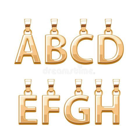 Colgantes De Oro Del Abc De Las Letras Fijados Ilustración Del Vector