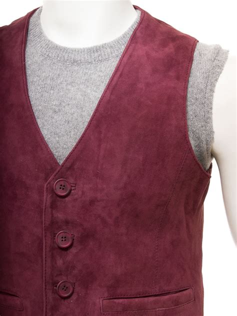 Men S Burgundy Suede Waistcoat Dolton Men Caine