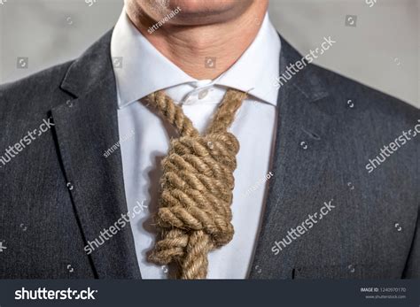 Midsection Businessman Noose Used Tie Around Stock Photo 1240970170