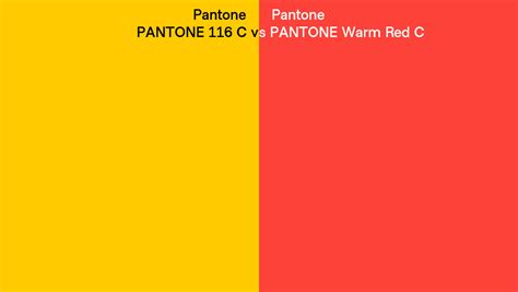 Pantone 116 C Vs Pantone Warm Red C Side By Side Comparison