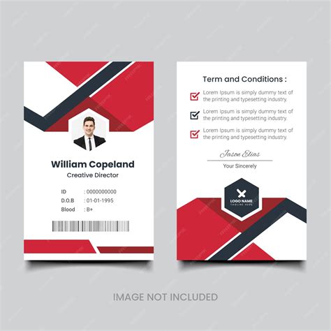 Premium Vector | Front and back id card template with picture