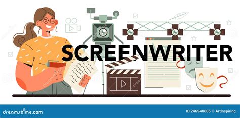 Screenwriter Typographic Header Playwright Create A Screenplay Stock