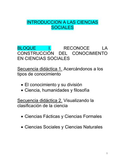 INTRODUCCION A LAS CIENCIAS SOCIALES BLOQUE