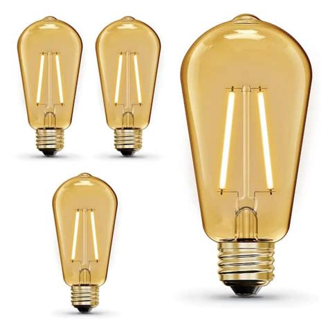 Feit Electric 25 Watt Equivalent St19 Dimmable Straight Filament Amber Glass E26 Vintage Edison