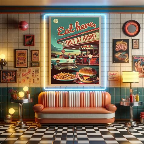 Retro Diner Wall Art Printable High-quality 300dpi Download Vintage ...