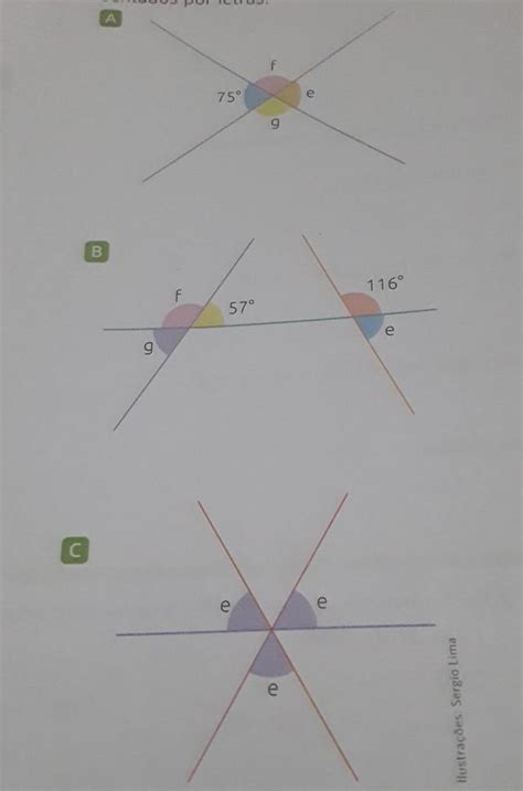 Observe as figuras a seguir e determine as medidas dos ângulos que