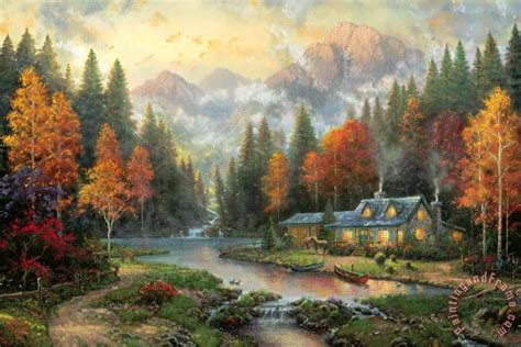 Thomas Kinkade Evening at Autumn Lake painting - Evening at Autumn Lake ...