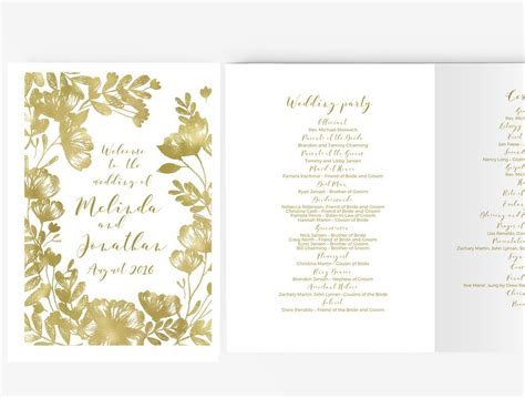 DIY Wedding Program Template Booklet