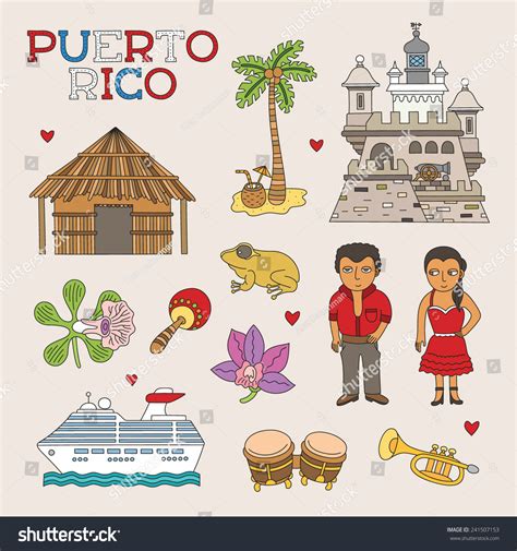 Vector Puerto Rico Doodle Art For Travel And Royalty Free Stock