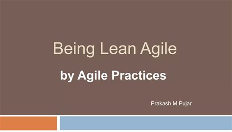 Being Lean Agile Ppt