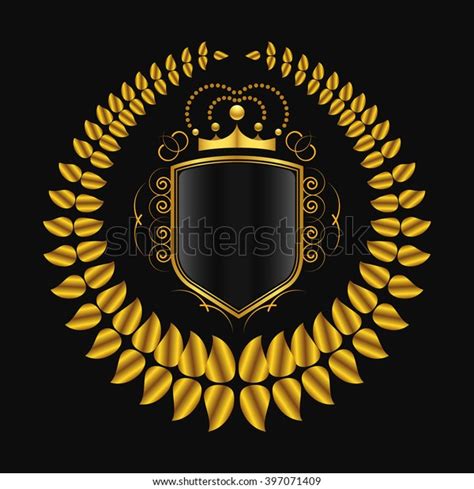 Vector Royal Shield Golden Laurel Wreath Stock Vector Royalty Free