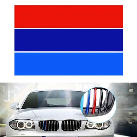 3pcsset Car Styling Pvc Front Grill Stripes Cover Decals M Power