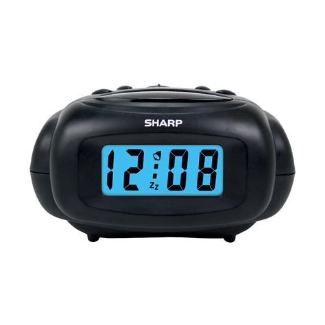 SHARP Digital Alarm Clock, Black, LCD Display, Battery Operated, Small ...