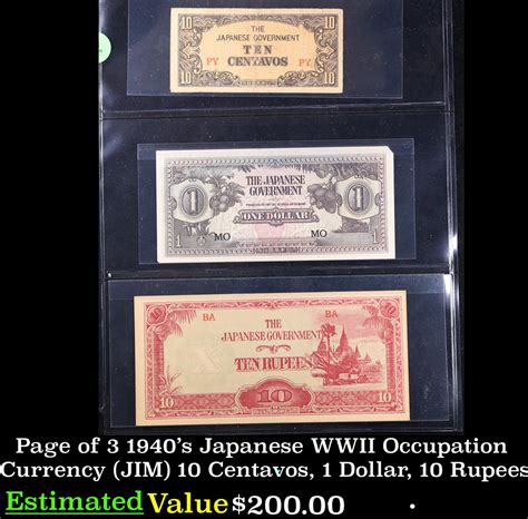 At Auction Page Of 3 1940s Japanese Wwii Occupation Currency Jim 10