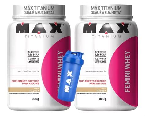 Kit 2x Femini Whey Sabores 900g Max Titanium Frete grátis