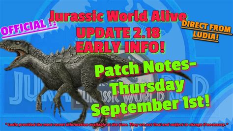 Official Update 218 Early Info Jurassic World Alive Release