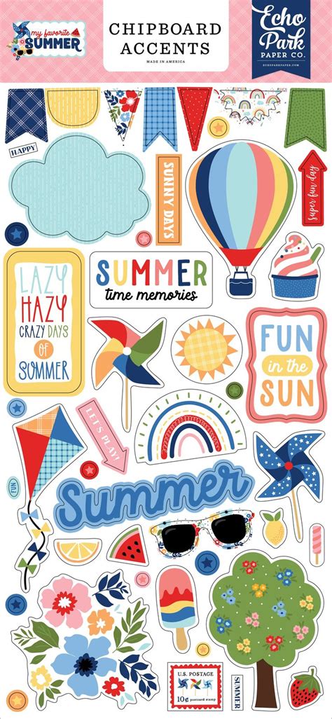 My Favorite Summer Chipboard Accents Echo Park Paper Scrapbook