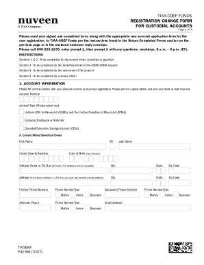 Fillable Online F Tiaa Cref Funds Registration Change Form For