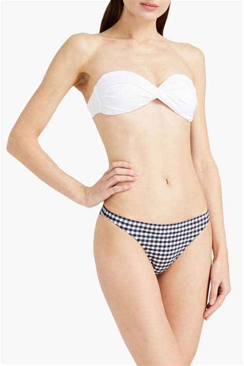 TORY BURCH Gingham Seersucker Mid Rise Bikini Briefs THE OUTNET