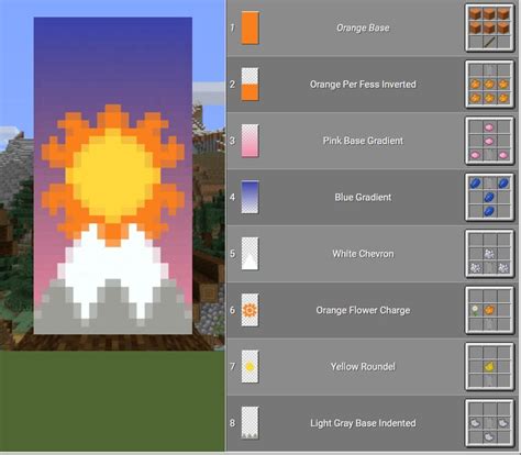 Sunrise Over A Snowy Mountain Banner Design For Minecraft Minecraft