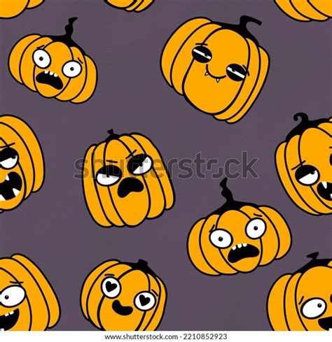 Halloween Cartoon Pumpkins Seamless Faces Monsters Stock Illustration 2210852923 | Shutterstock