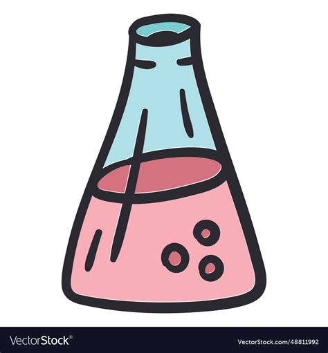 Erlenmeyer Flask Experiment Stroke Color Vector Image