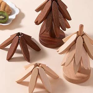 Amazon Dhiawo Wooden Tree Coaster 2024 Tree Shape Trivets Set For Hot Dishes Teapot And