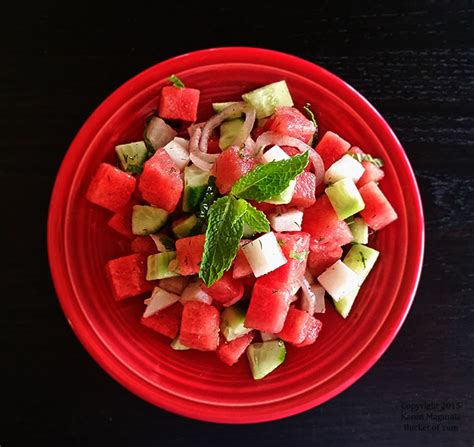 Cucumber Watermelon Salad with Dill and Mint – Bucket of Yum