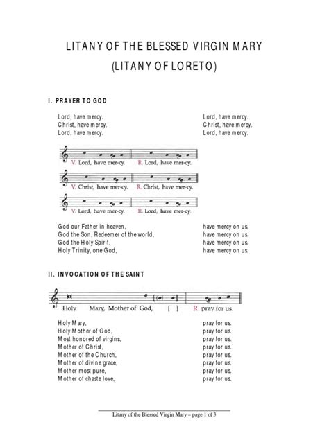 Litany Of The Blessed Virgin Mary Litany Of Loreto I Prayer To God