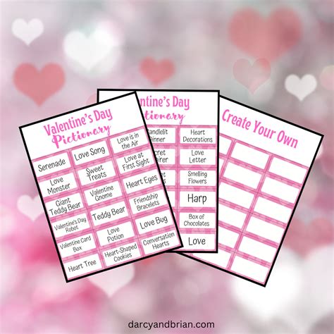 Valentine's Day Pictionary Word List | Fun Printable Game for Kids