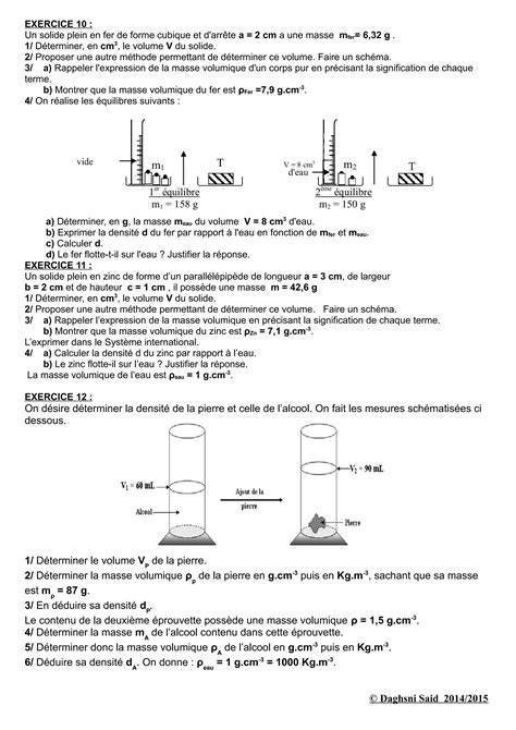 Serie Masse Masse Volumique Densit Pdf