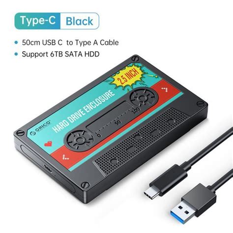 Type C Noir ORICO Boîtier de disque dur externe SATA vers USB 3 0 Type