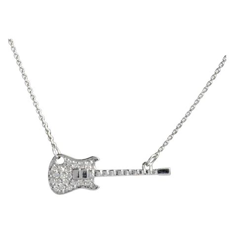 K Gold Diamond Guitar Charm Necklace Guitarist Jewelry Music Lover